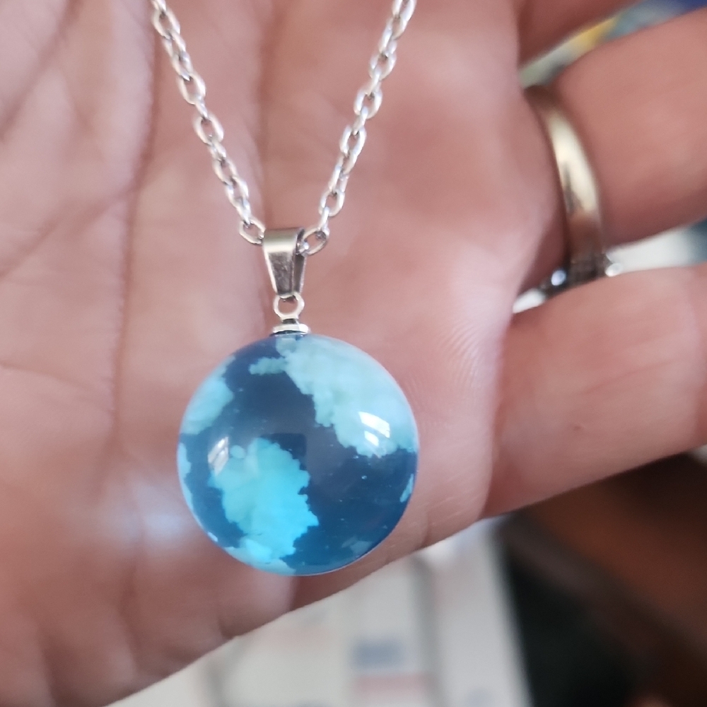 Blue and Silver Cloud Pendant Necklace
